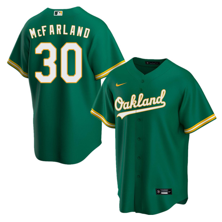 Nike Men #30 T.J. McFarland Oakland Athletics Baseball Jerseys Sale-Green